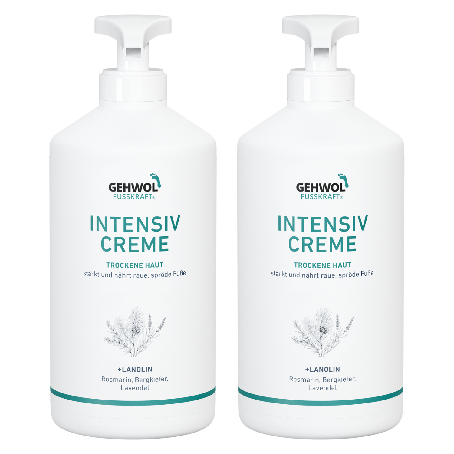 2er Pack - GEHWOL Fusskraft BLAU trockene und spröde Haut / Intensivcreme  2x500ml
