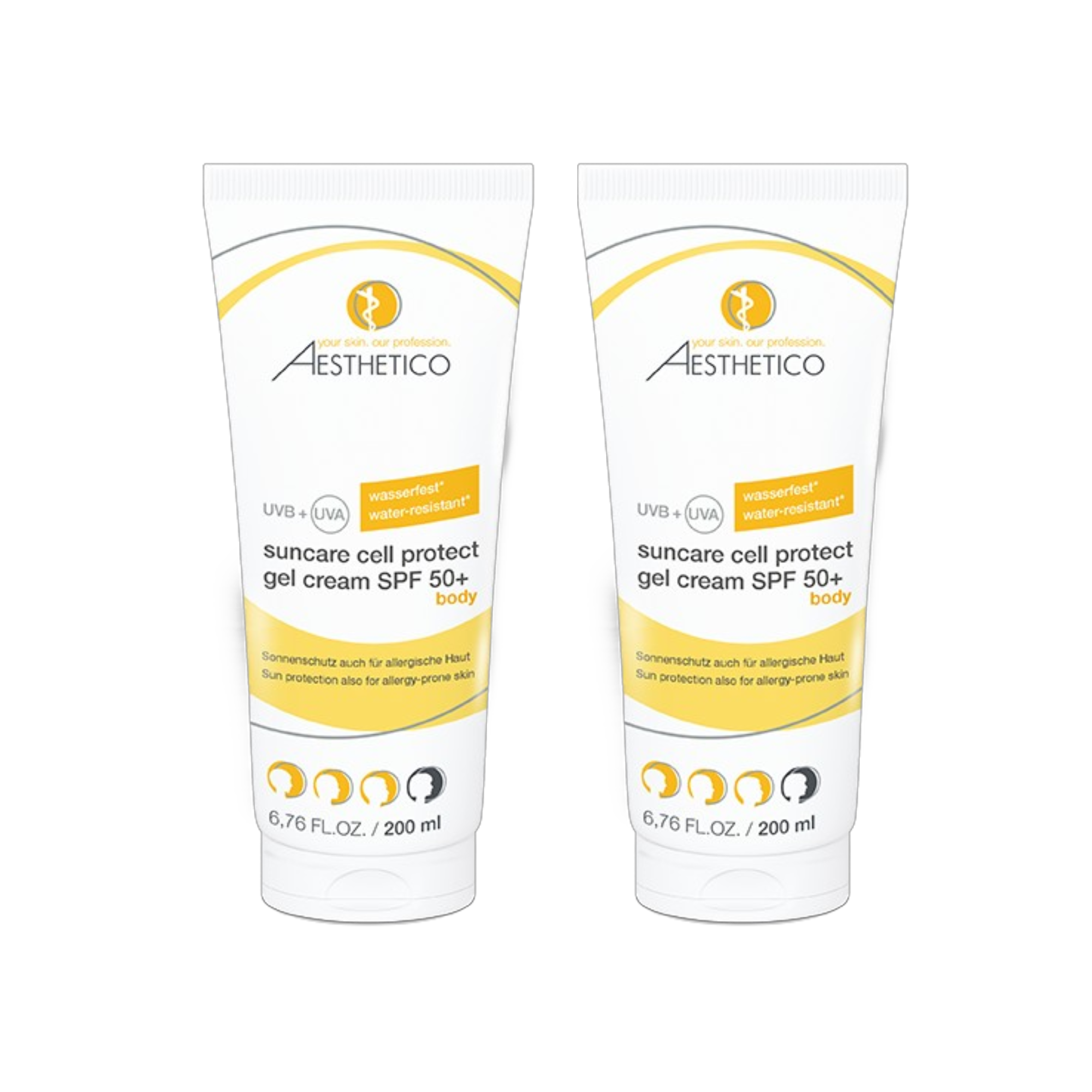 2er Pack - AESTHETICO suncare cell protect gel cream SPF 50+, 200 ml (2x200ml)