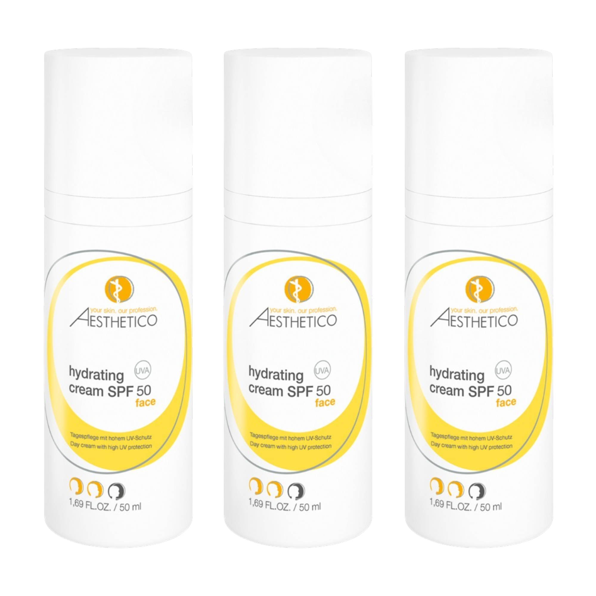 3er Pack - AESTHETICO hydrating cream SPF50, 50ml (3x50ml)