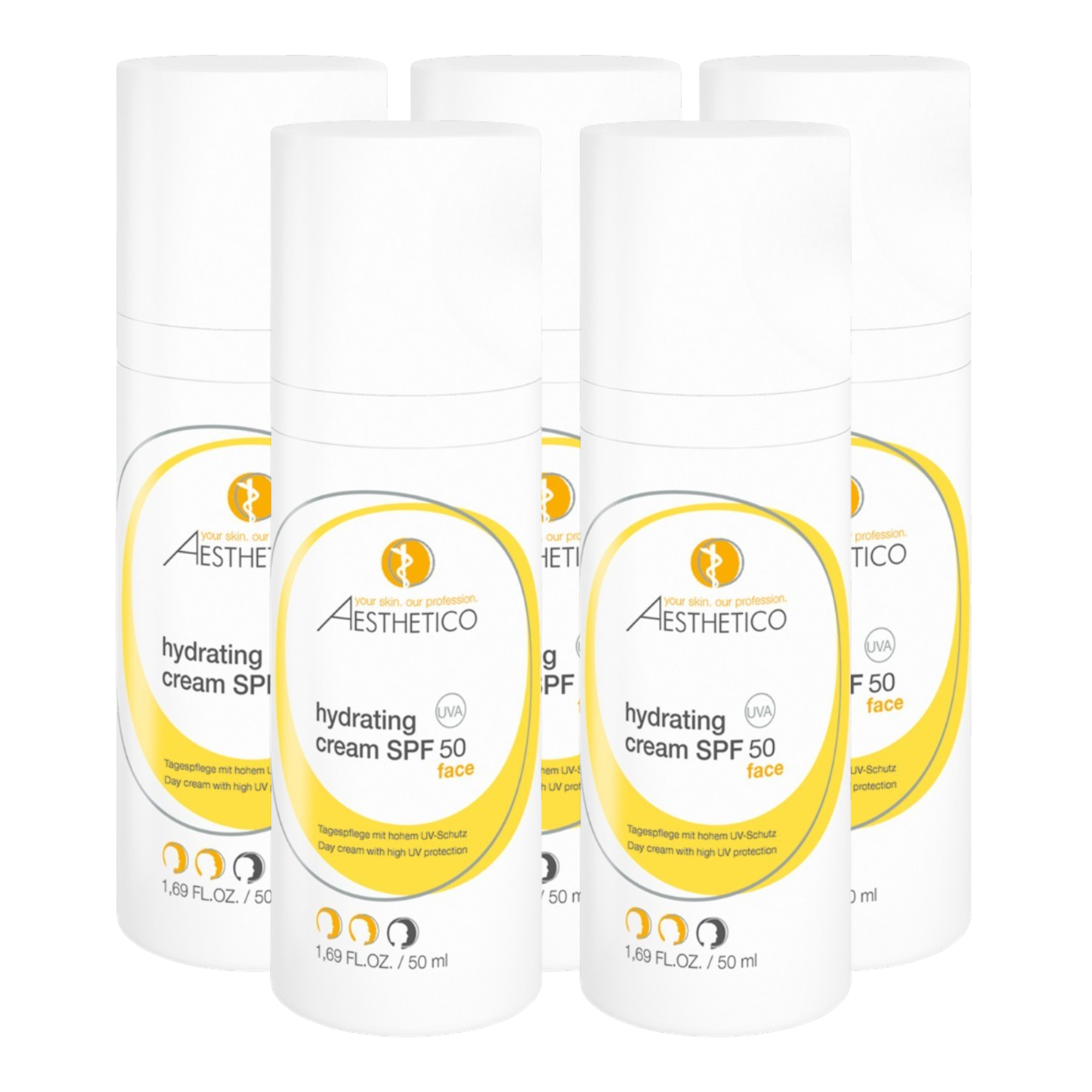 5er Pack - AESTHETICO hydrating cream SPF50, 50ml