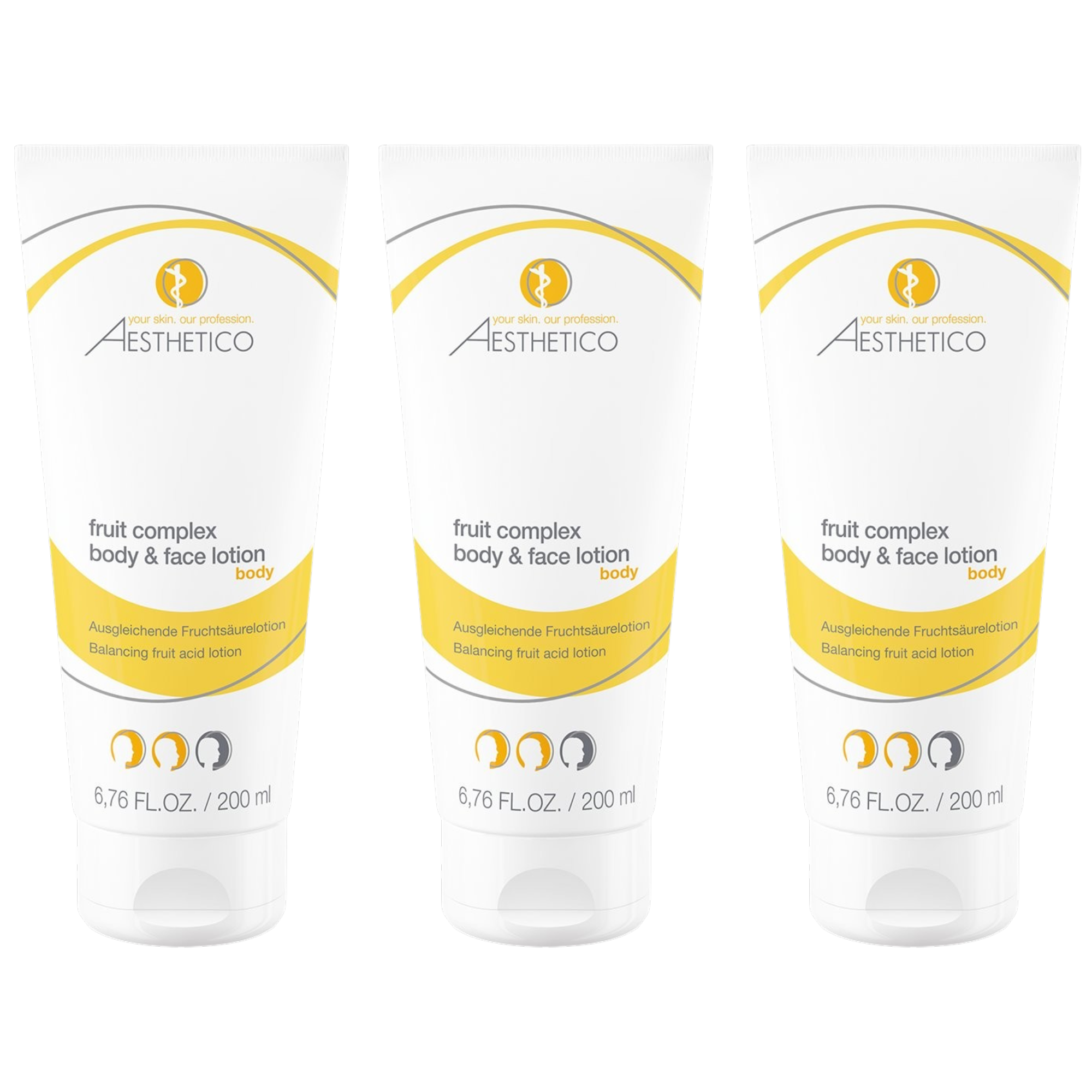 3er Pack - AESTHETICO fruit complex body & face lotion 200ml (3x200ml)