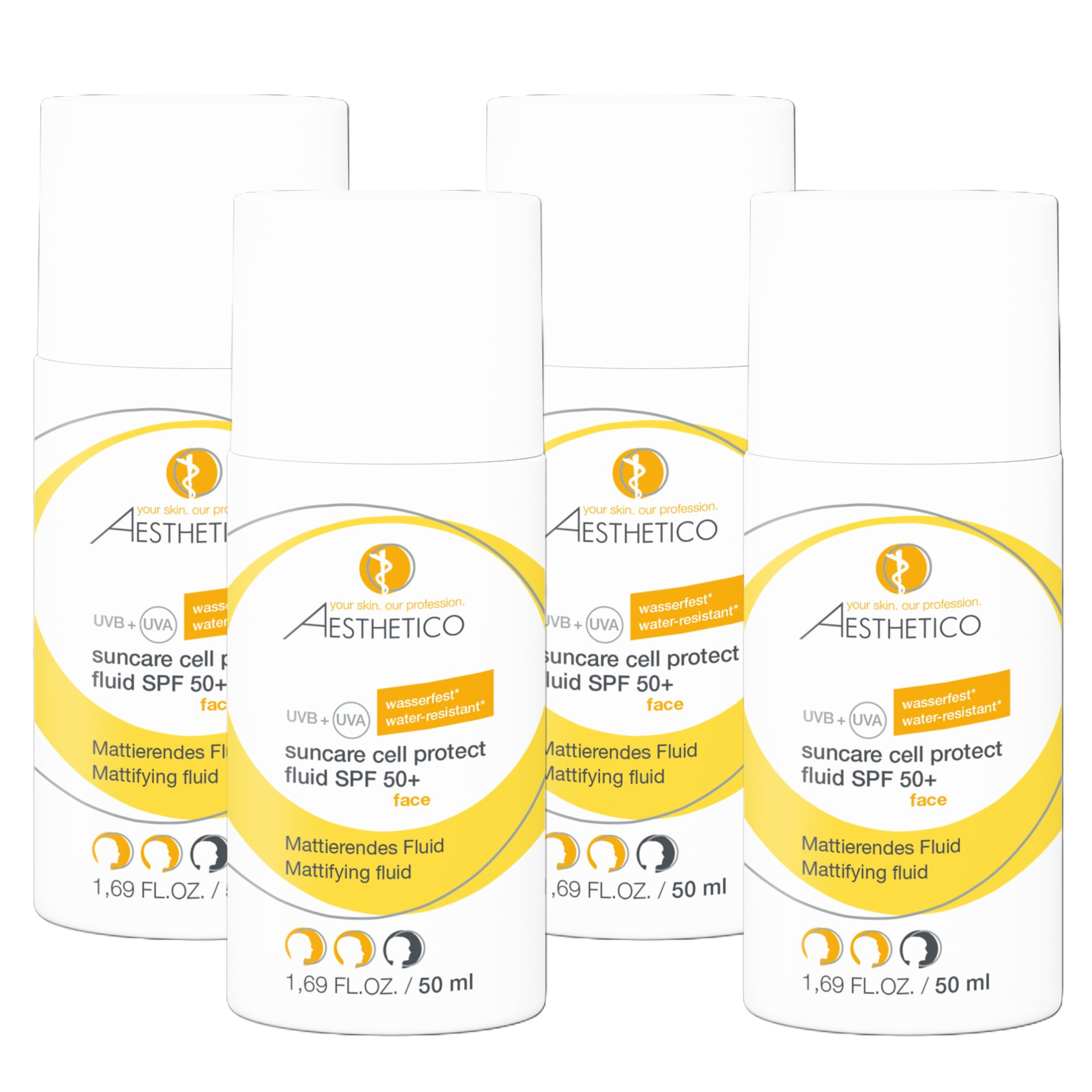 4er Pack - AESTHETICO suncare cell protect fluid SPF 50+, 50 ml (4x50ml)