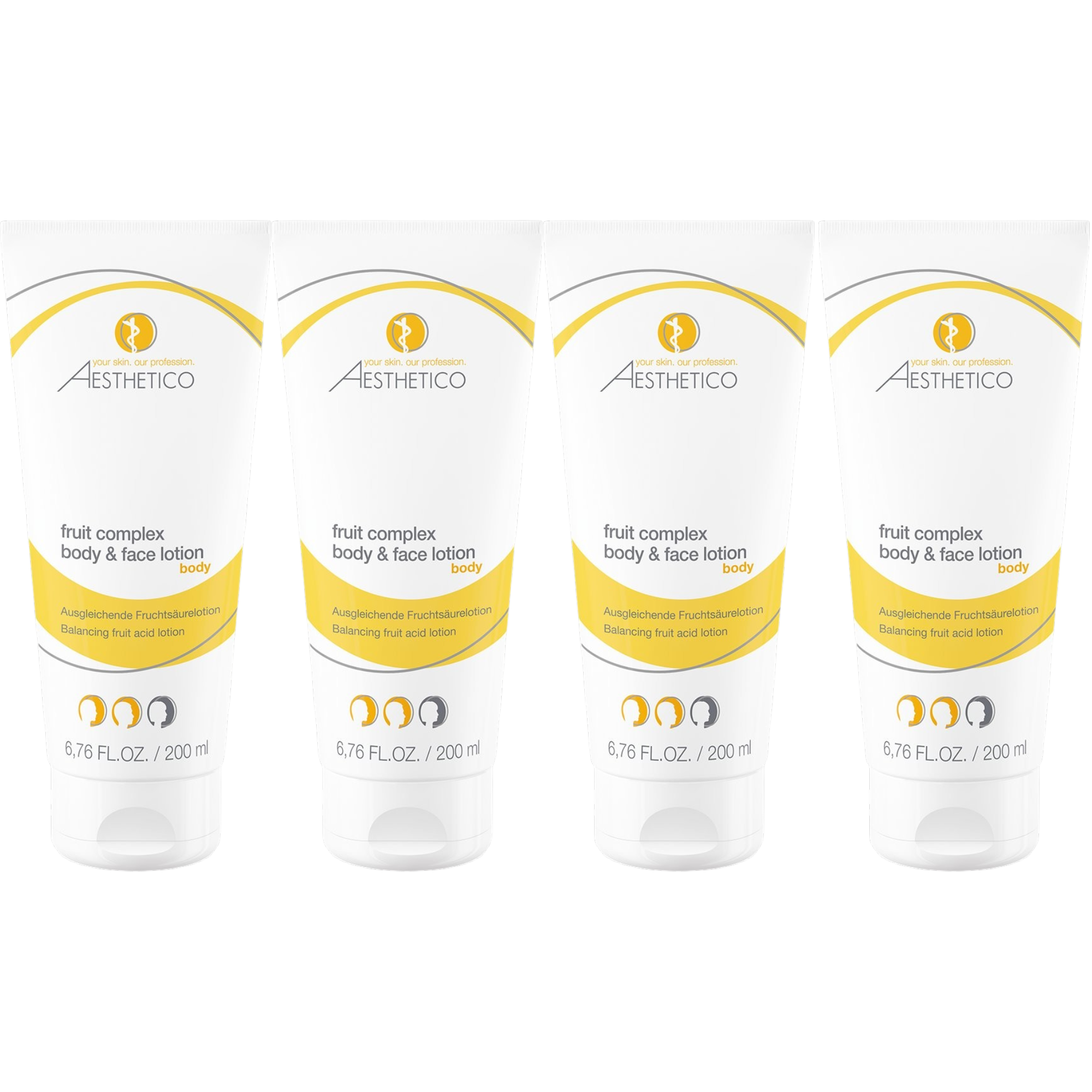 4er Pack - AESTHETICO fruit complex body & face lotion 200ml (4x200ml)