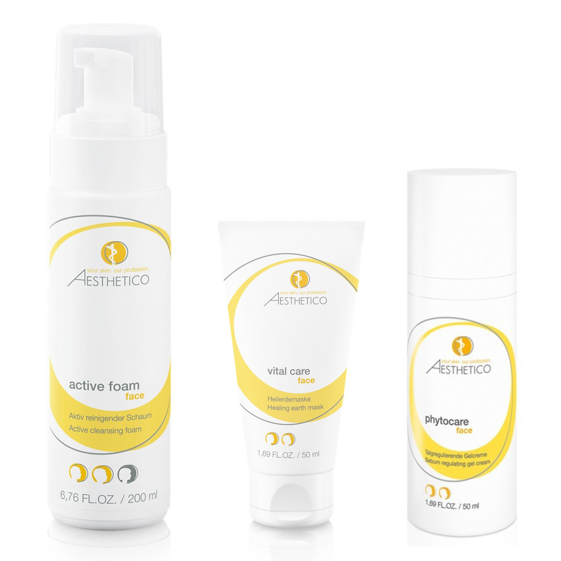 AESTHETICO active foam, Vital Care & Phytocare Set 300ml