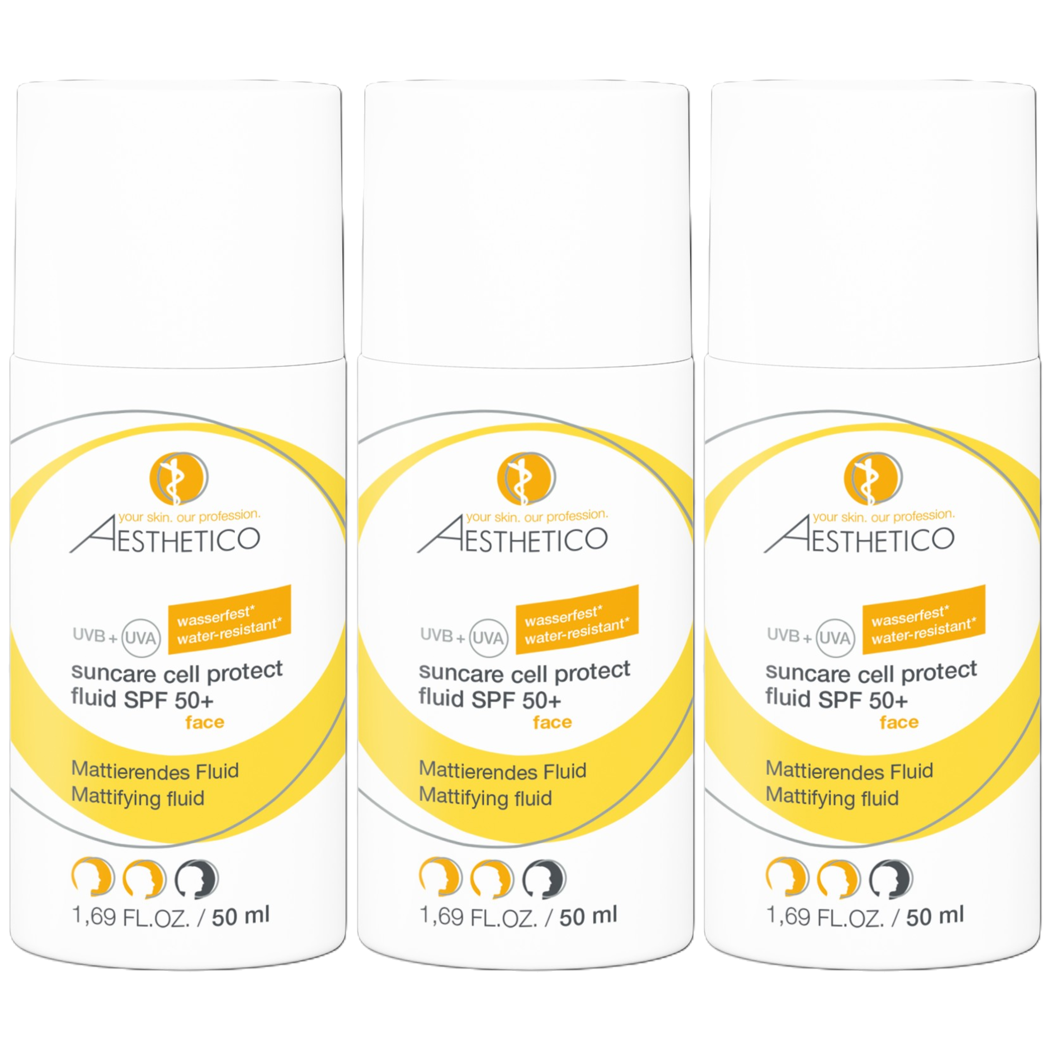 3er Pack - AESTHETICO suncare cell protect fluid SPF 50+, 50 ml (3x50ml)